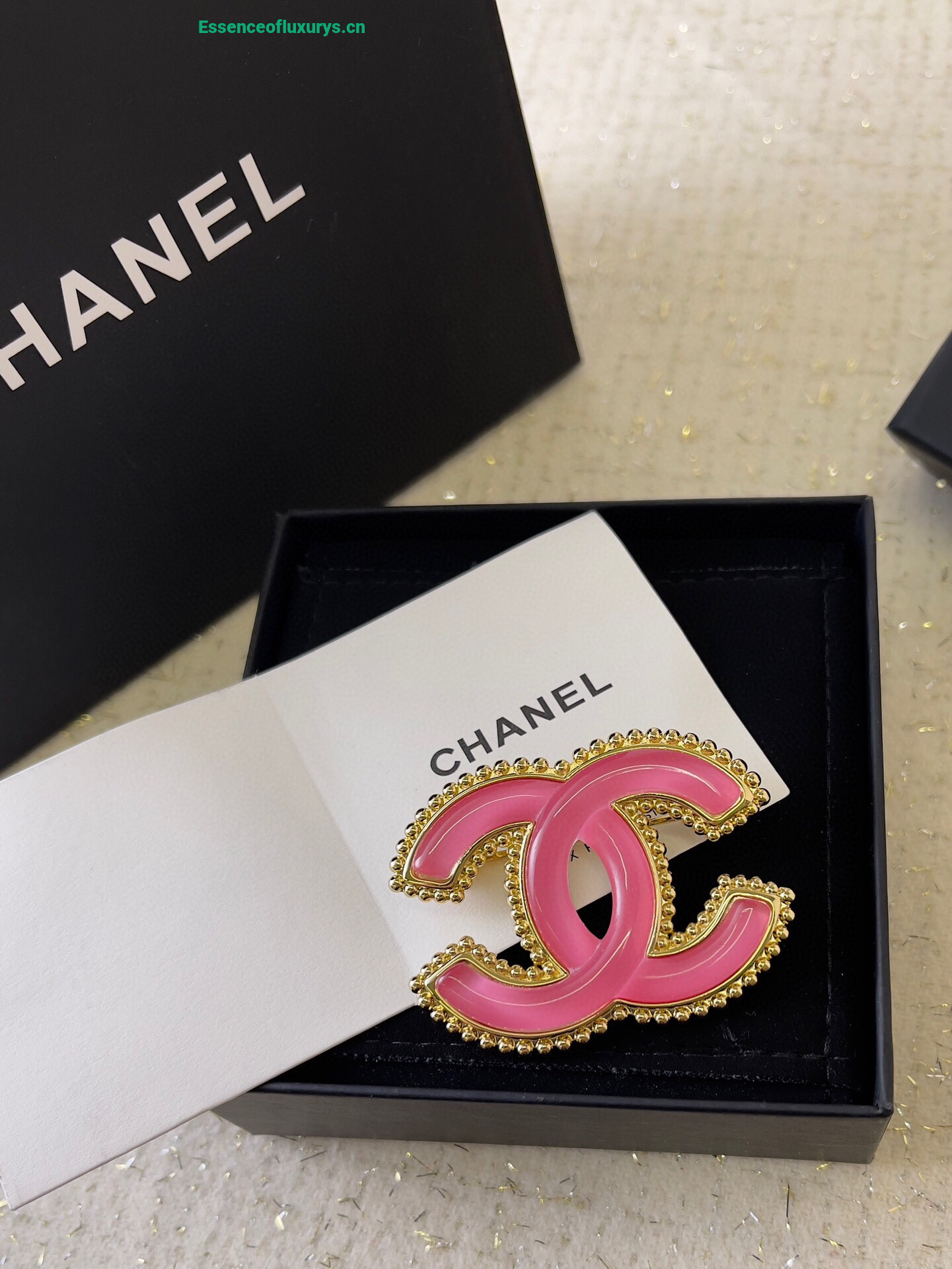 Chanel Pink CC Logo Brooch