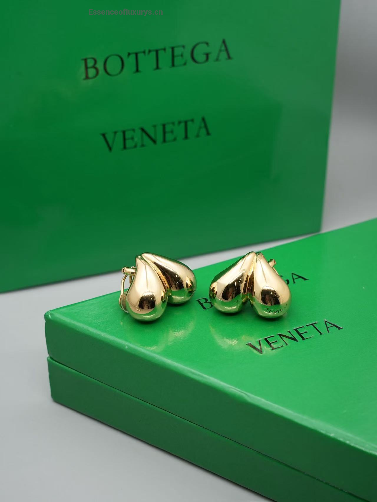 Bottega Veneta Gold Drop Clip Earrings