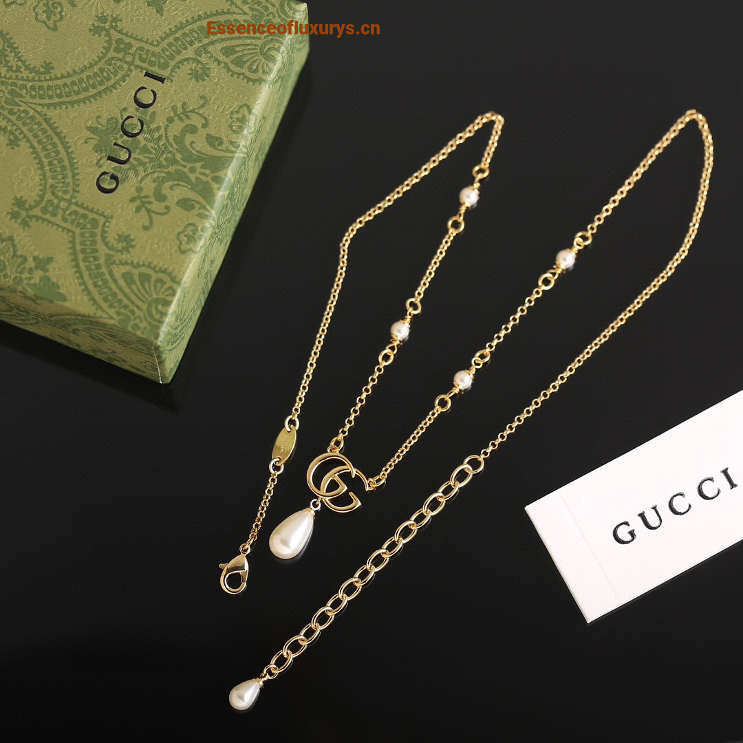 Gucci Double G Pearl Pendant Necklaces