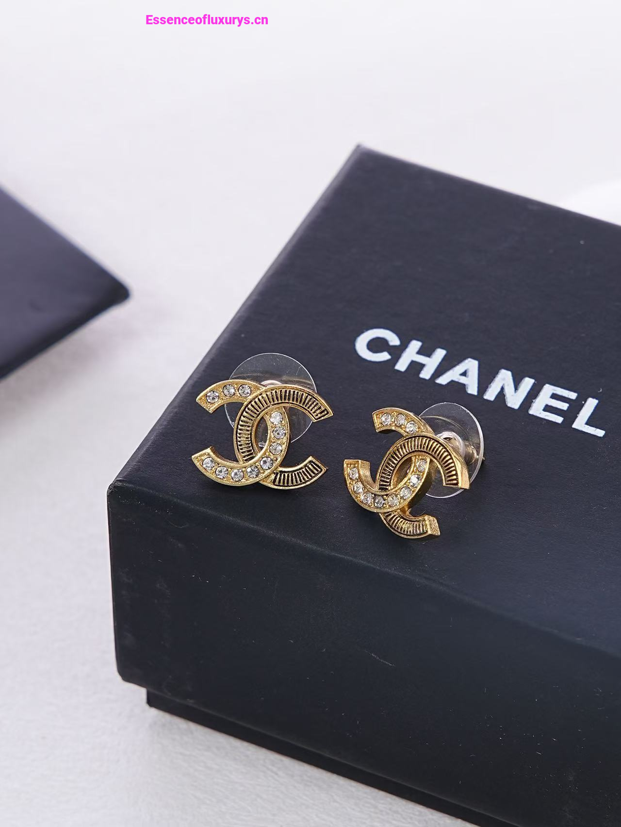 Chanel Crystal CC Logo Earrings
