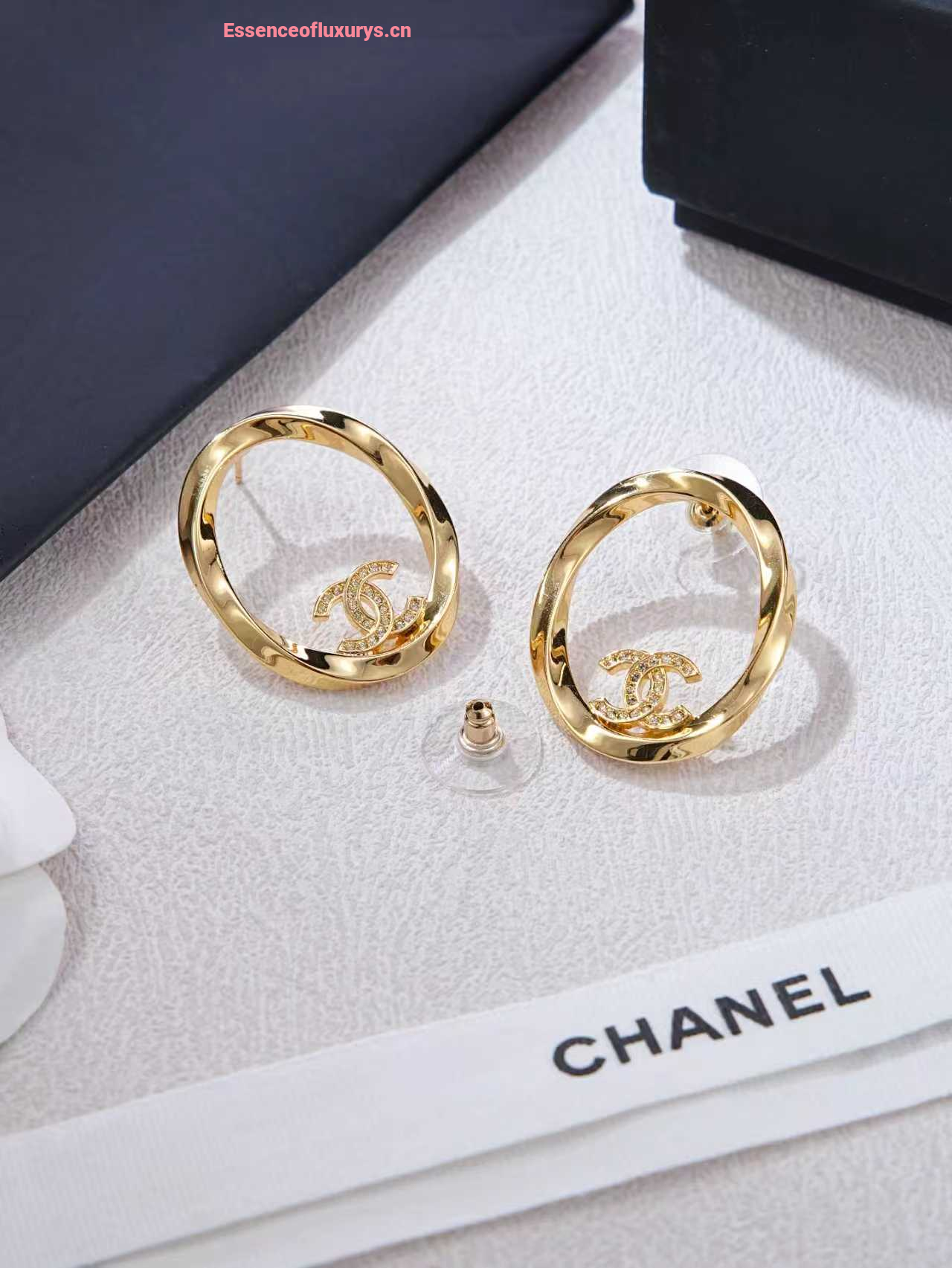 Chanel Crystal CC Logo Oval Earrings