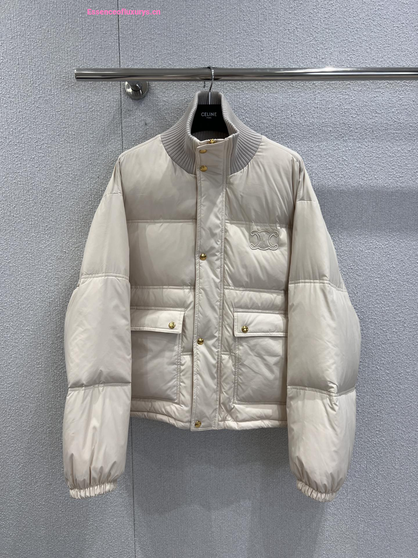 Celine White Nylon Puffer Jacket