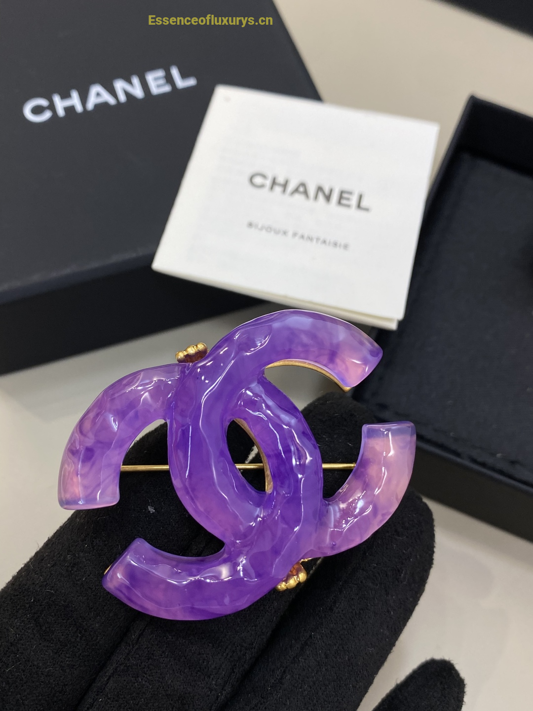 Chanel Light Purple CC Logo Brooch