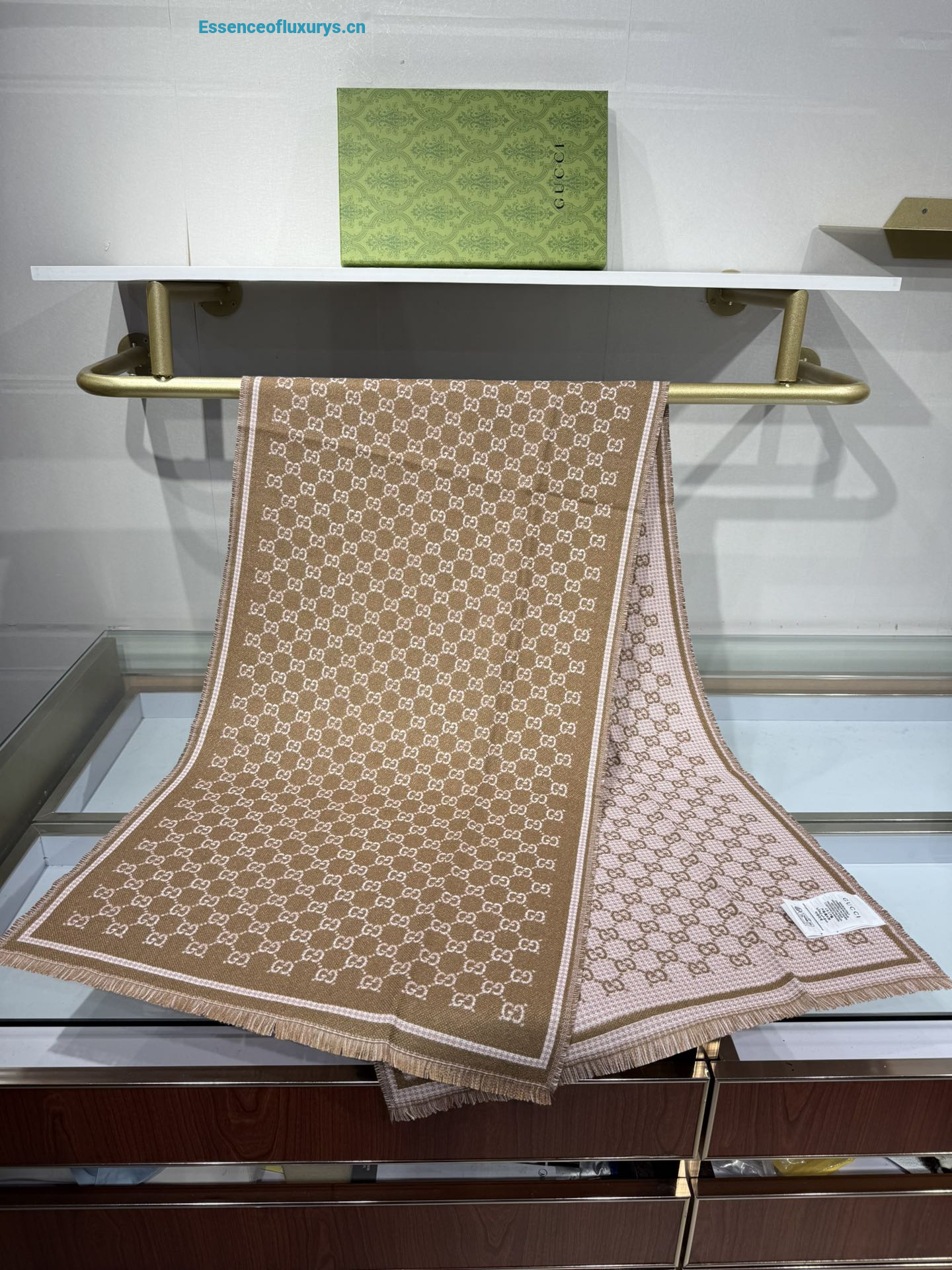 Gucci Brown GG Wool Scarf