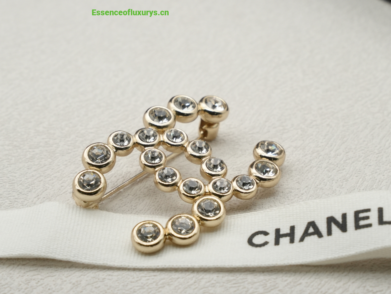 Chanel Crystals CC Logo Brooch