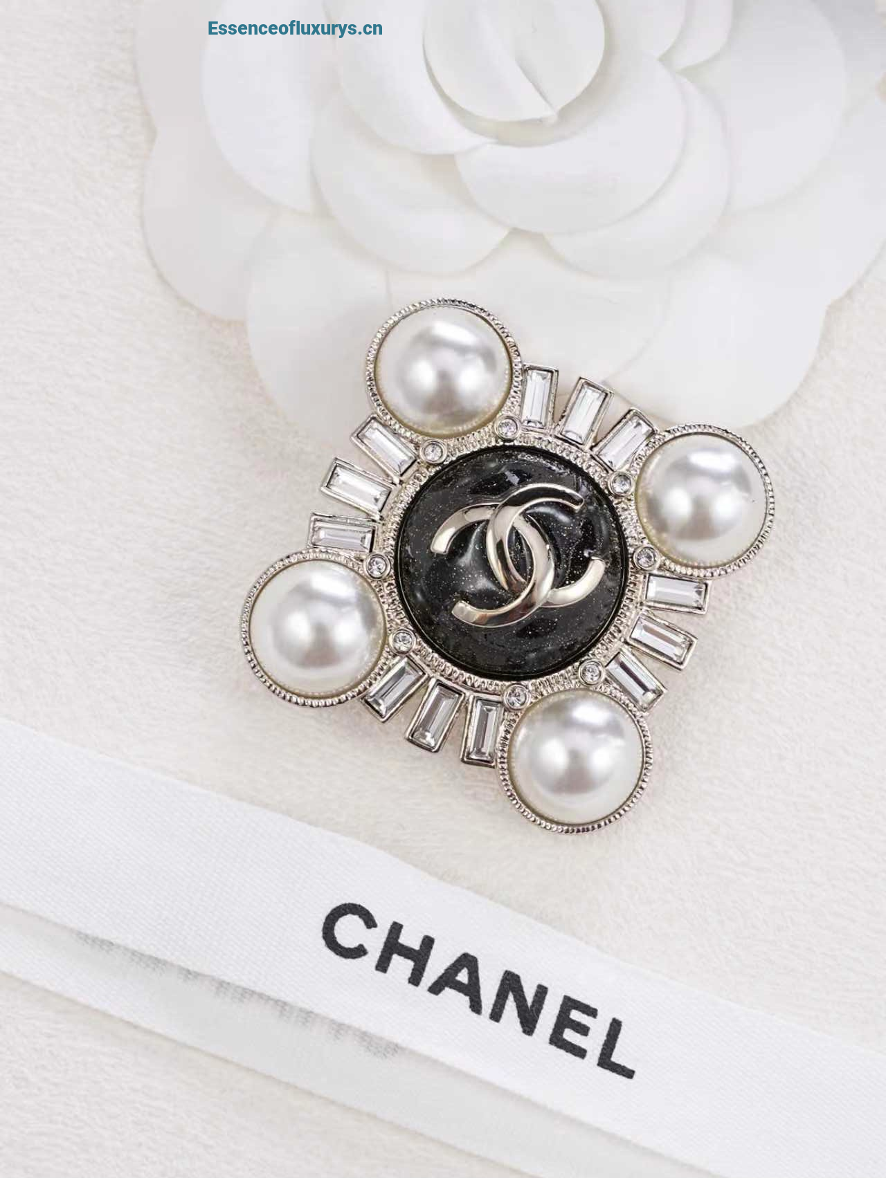 Chanel CC Pearl Brooch