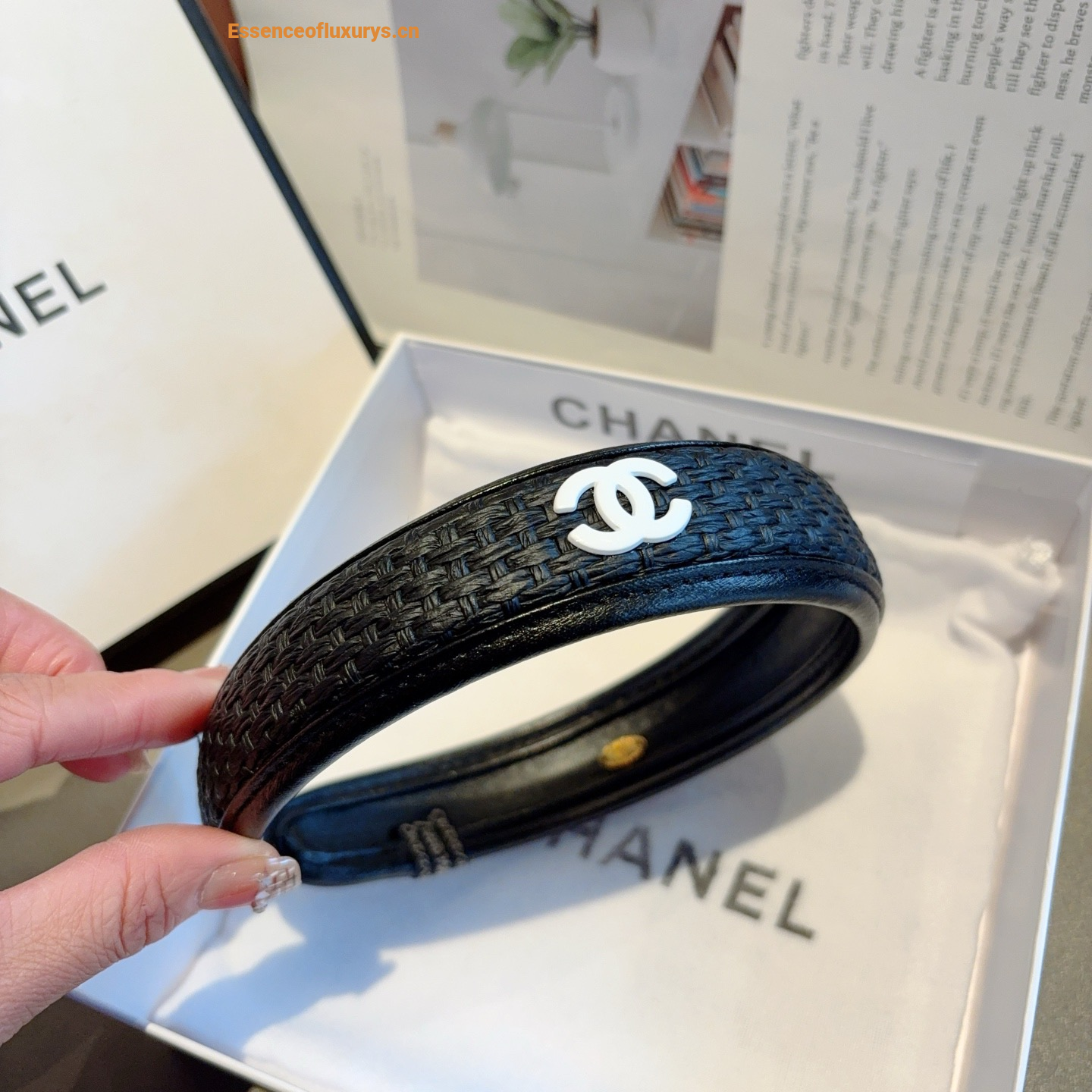 Chanel CC Logo Black Headbands