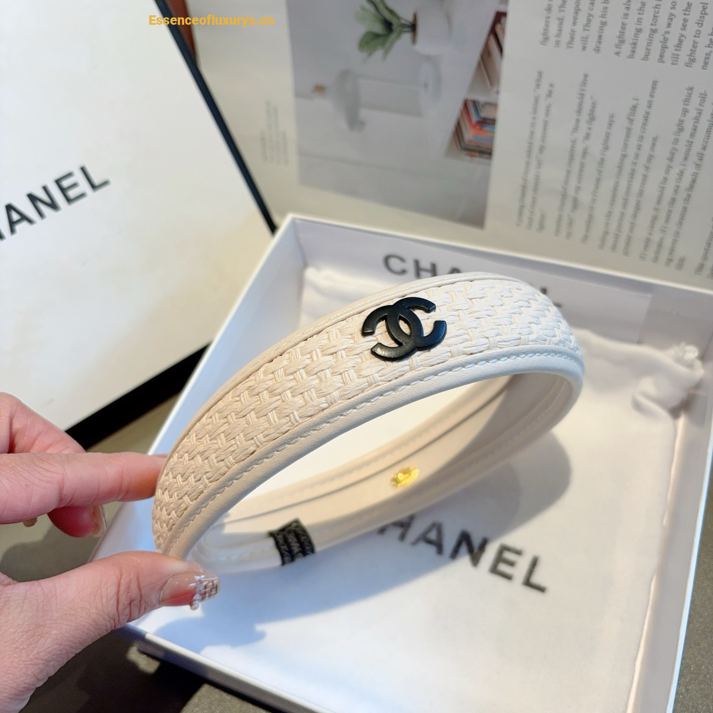 Chanel CC Logo White Headbands