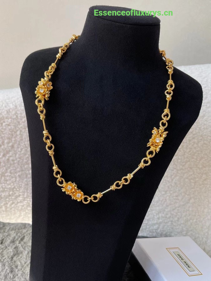 Miu Miu Gold Metal Necklaces