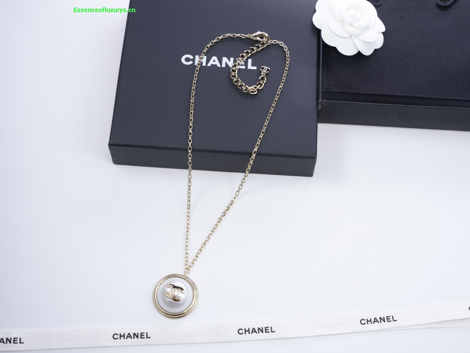 Chanel CC Logo Round Pendant Necklaces