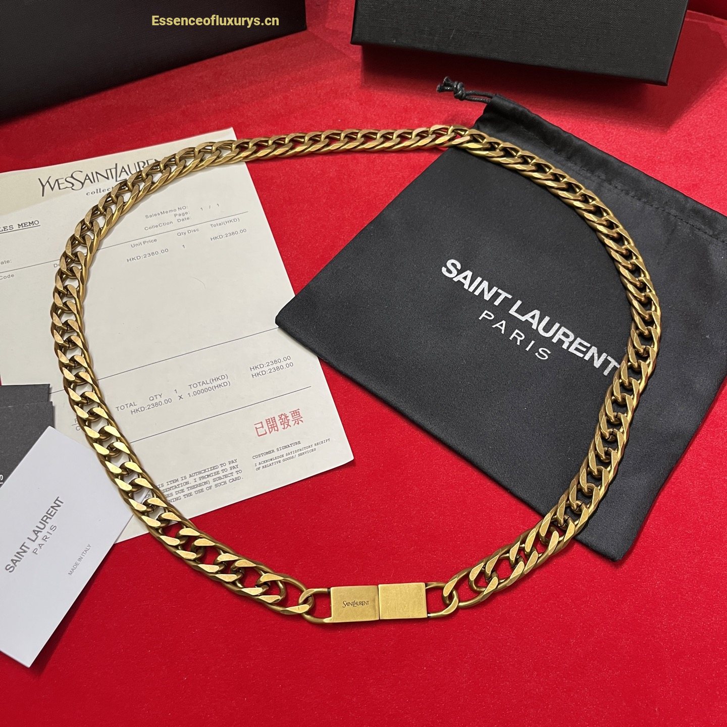 Saint Laurent Gold Metal Thin Chain Belt
