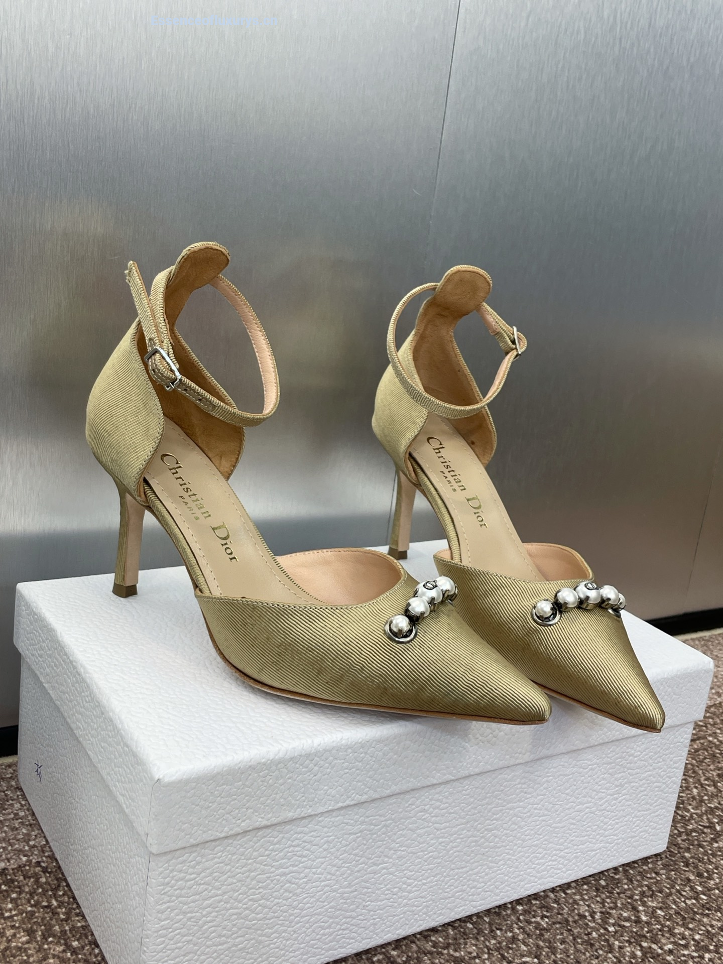 Dior Paris Beige Fabric Pumps 70MM