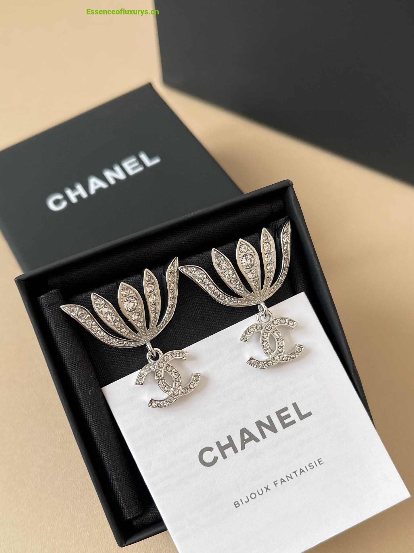 Chanel Crystal CC Pendant Earrings