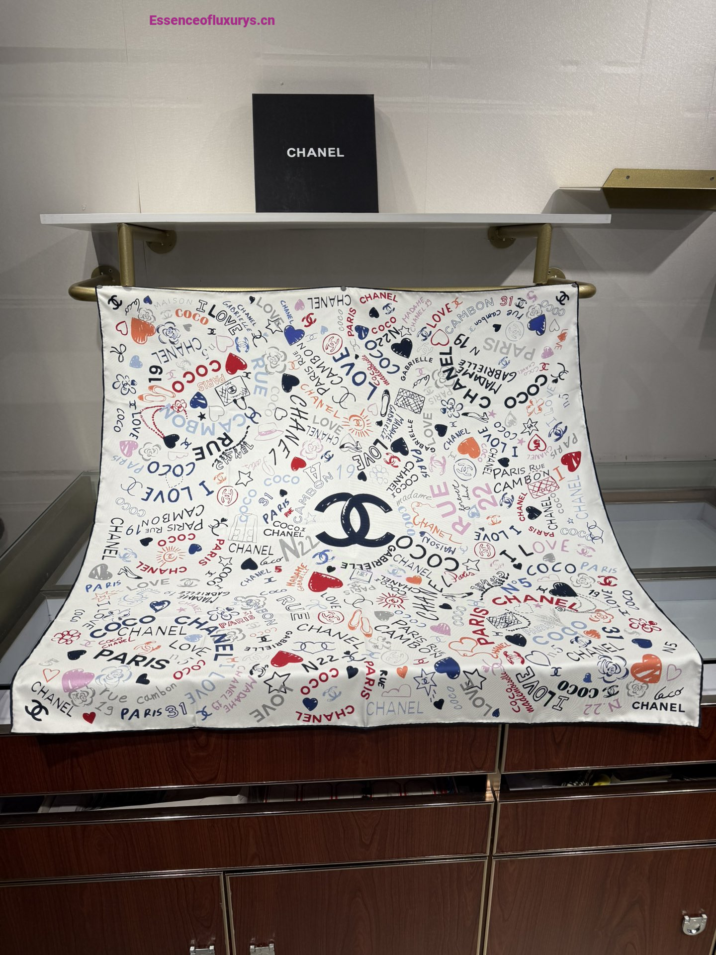 Chanel Silk CC Square Scarf White