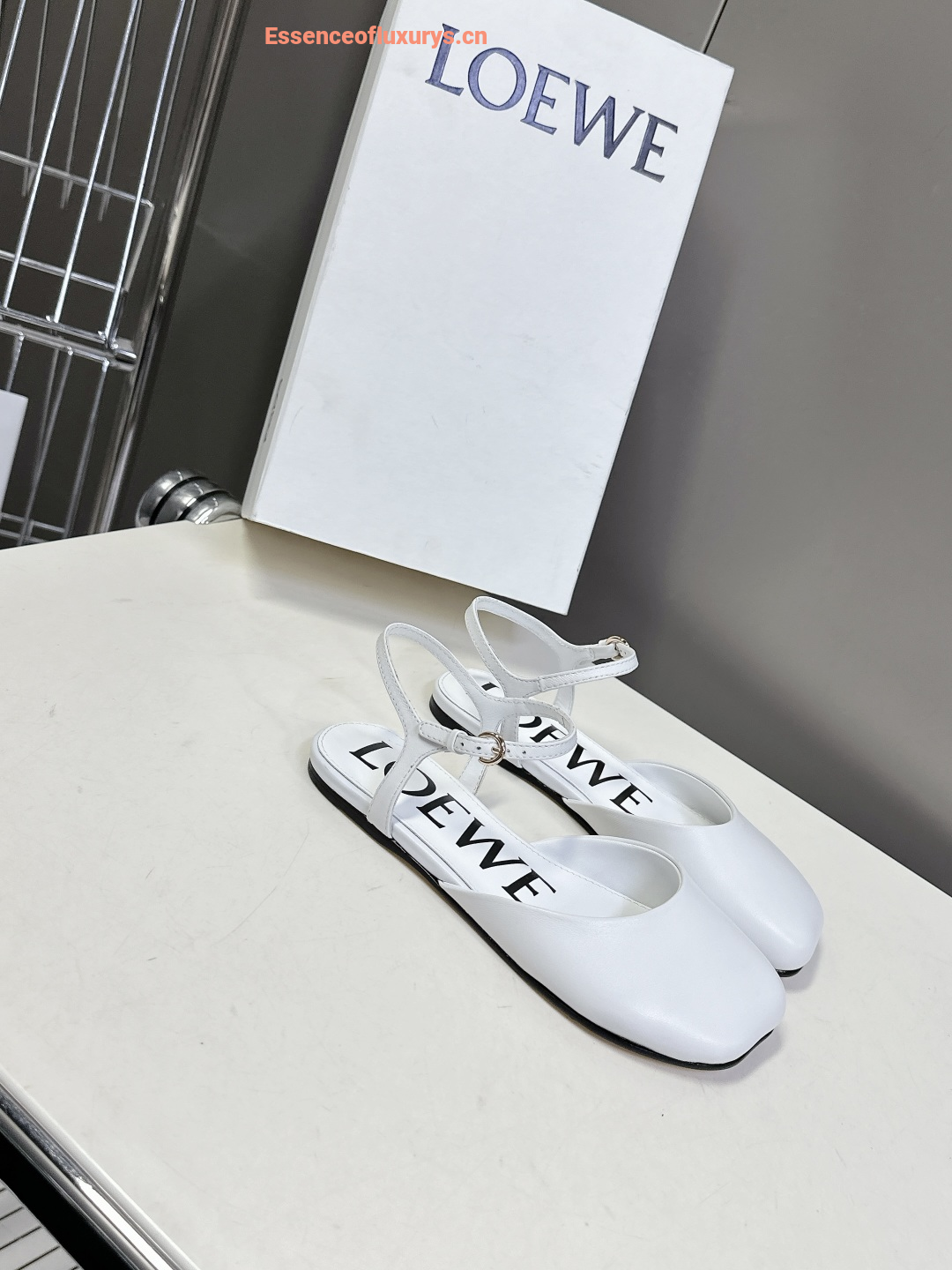 Loewe White Leather Flat Shoes