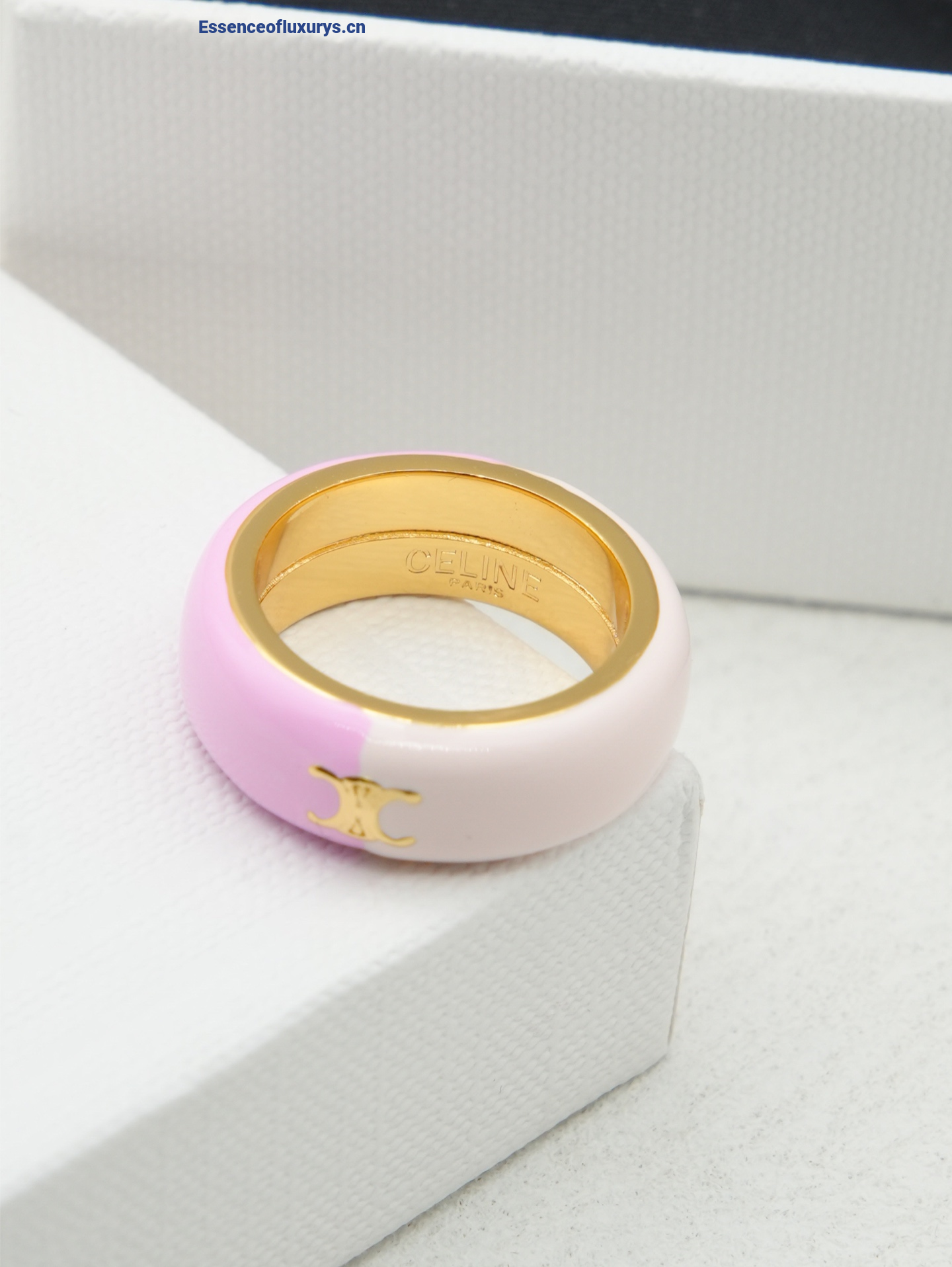 Celine sorbet Triomphe Pink White Rings
