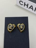 Chanel CC Heart Earring Black Gold