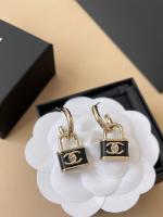 Chanel Black Lock Earrings