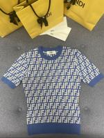Fendi Blue FF Logo Cotton Sweater