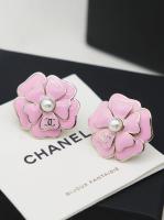 Chanel CC Pink Camellia Flower Earrings