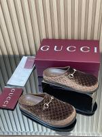 Gucci Horsebit Velvet Mules Brown