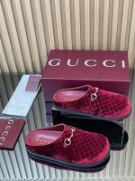 Gucci Horsebit Velvet Mules Red
