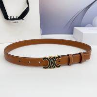 Celine Triomphe Brown Leather Belt 25MM
