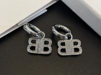 Balenciaga BB 2 Hoop Crystal Earrings
