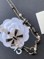 Chanel Black Bowknot Pearls Necklaces