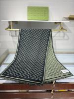 Gucci Black Green GG Wool Scarf