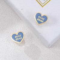 Miu Miu Logo Light Blue Heart Earrings