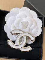 Chanel Vintage White CC Logo Brooch