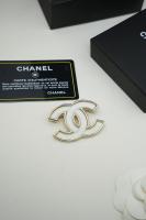 Chanel Vintage White CC Logo Brooch