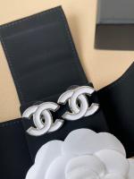 Chanel Vintage White CC Logo Earrings