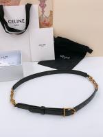 Celine Crecy Buckle Black Leather Belt