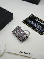 Chanel Crystal Bag Charm Earrings Black