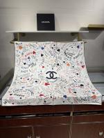 Chanel Silk CC Square Scarf White